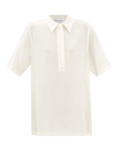 Raey - Sheer Wool-crepe Rugby Shirt - Womens - Ivory