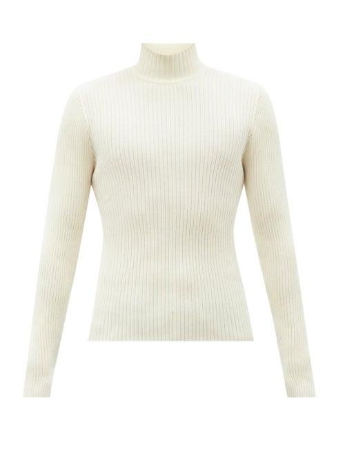 Sunflower - Rib-knitted Merino Wool Roll-neck Sweater - Mens - Cream