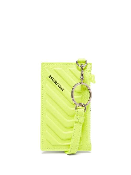 Balenciaga - Embossed-leather Cardholder And Strap - Mens - Yellow
