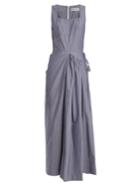 Molly Goddard Mika Asymmetric Pinstriped Cotton Dress