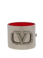 Matchesfashion.com Valentino - V Logo Crystal Embellished Cuff - Womens - Black