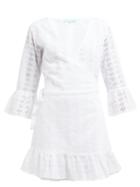 Matchesfashion.com Melissa Odabash - Vogue Broderie Anglaise Cotton Wrap Dress - Womens - White