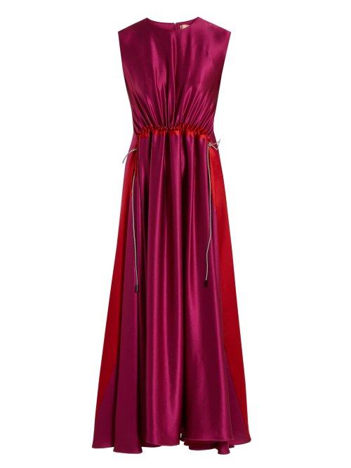 Matchesfashion.com Roksanda - Keeva Silk Satin Dress - Womens - Purple Multi