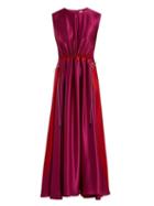 Matchesfashion.com Roksanda - Keeva Silk Satin Dress - Womens - Purple Multi