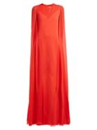 Matchesfashion.com Givenchy - Sequinned Cape Sleeve Wool Crepe Gown - Womens - Red