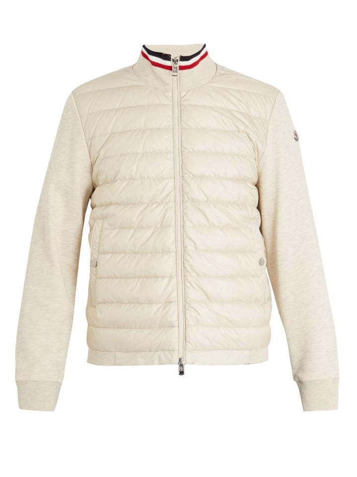 Moncler High-neck Contrast-panel Quilted Down Jacket