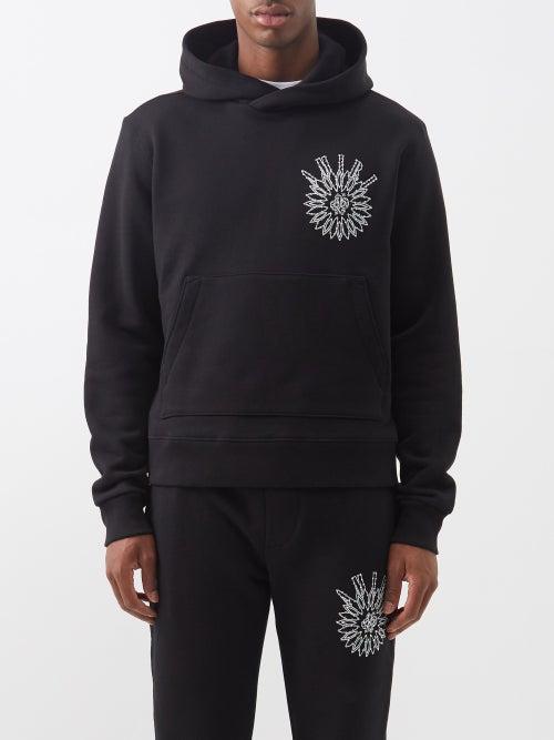 Amiri - Crystal Logo-print Cotton-terry Hooded Sweatshirt - Mens - Black