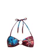 Matchesfashion.com Diane Von Furstenberg - Floral Bandeau Bikini Top - Womens - Burgundy Multi