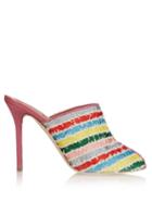 Malone Souliers Dawn Striped-satin And Leather Mules