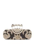 Matchesfashion.com Alexander Mcqueen - Knuckle Bead Embellished Leather Clutch - Womens - Silver Multi