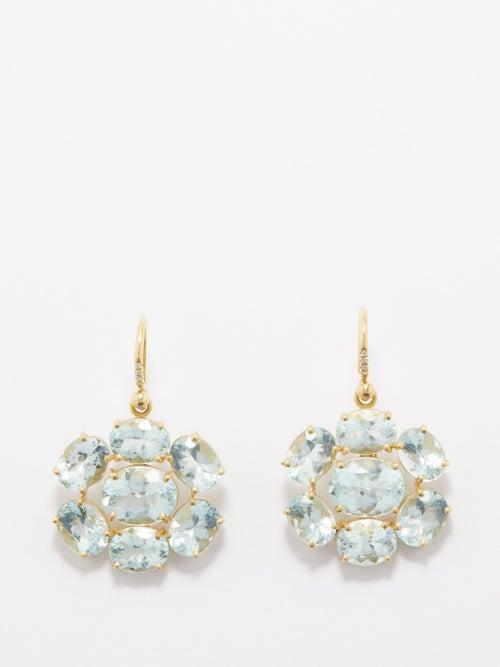 Irene Neuwirth - Gemmy Gem Aquamarine, Diamond & 18kt Gold Earrings - Womens - Blue Multi