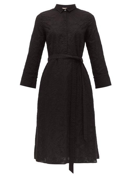 Matchesfashion.com Le Sirenuse, Positano - Lucy Embroidered Cotton Shirtdress - Womens - Black