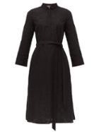Matchesfashion.com Le Sirenuse, Positano - Lucy Embroidered Cotton Shirtdress - Womens - Black