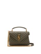 Matchesfashion.com Saint Laurent - College Monogram Quilted Leather Cross Body Bag - Womens - Khaki