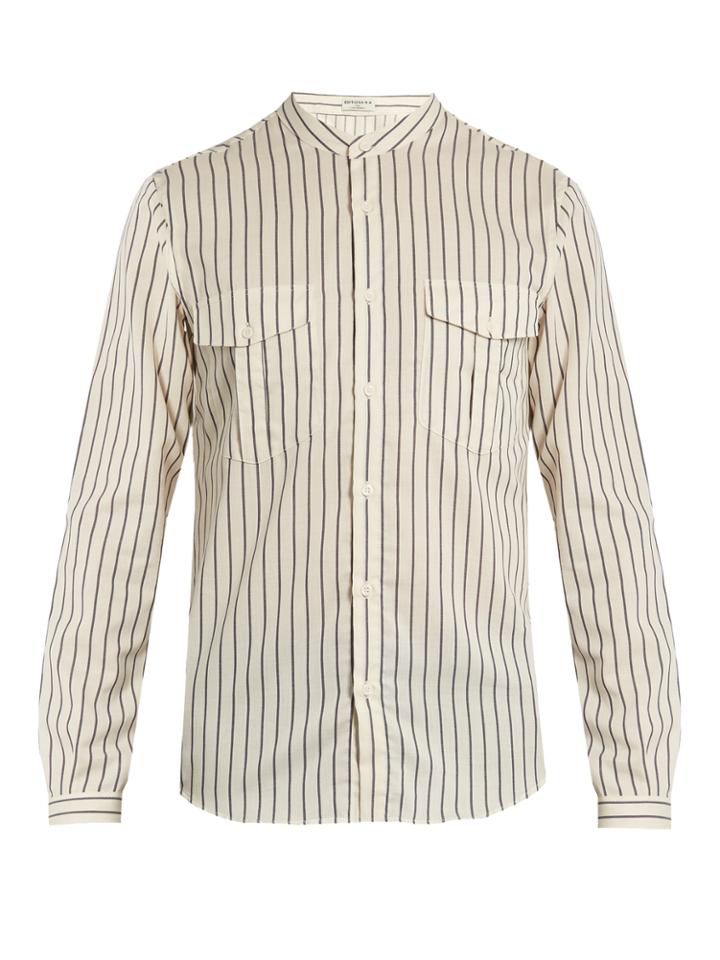 Éditions M.r Mandarin-collar Striped Cotton Shirt