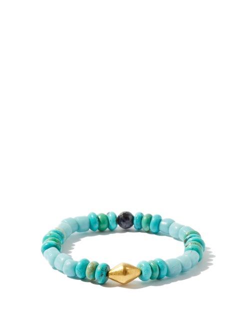 Matchesfashion.com Musa By Bobbie - Turquoise, Sapphire & 18kt Gold-bead Bracelet - Womens - Blue