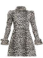 Matchesfashion.com Batsheva - Leopard-print Ruffled Cotton-velvet Dress - Womens - Leopard