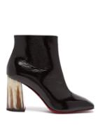 Matchesfashion.com Christian Louboutin - Hilconico 85 Horn Heel Patent Leather Boots - Womens - Black