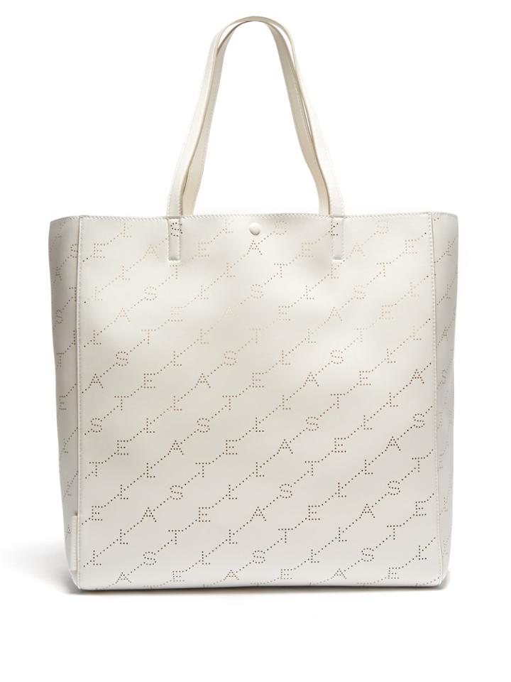 Stella Mccartney Logo-pattern Faux-leather Tote Bag