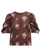 Matchesfashion.com Msgm - Floral Jacquard Gathered Sleeve Blouse - Womens - Brown Multi