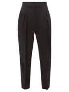 Matchesfashion.com Nili Lotan - Lia Front-pleated Silk-satin Trousers - Womens - Black