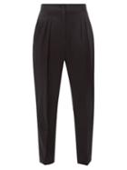 Matchesfashion.com Nili Lotan - Lia Front-pleated Silk-satin Trousers - Womens - Black