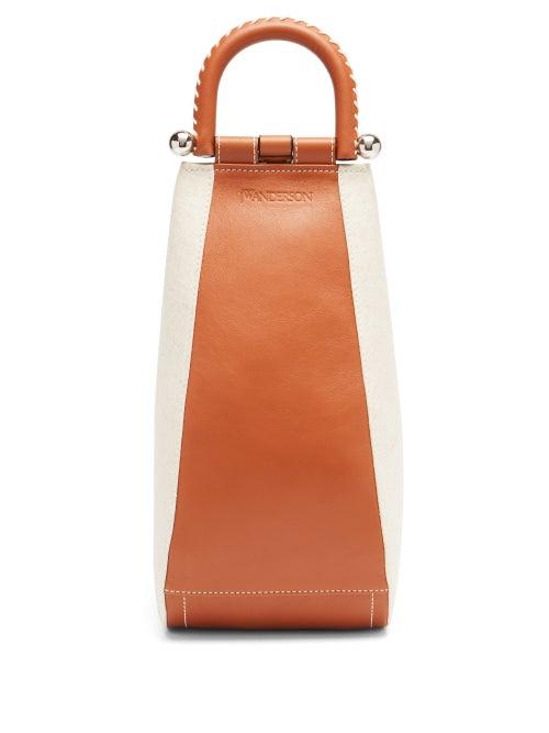Matchesfashion.com Jw Anderson - Wedge Canvas And Leather Shoulder Bag - Womens - Beige Multi