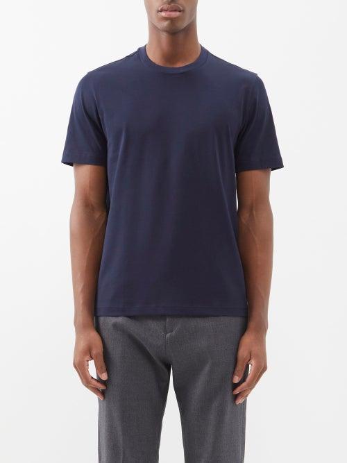 Brioni - Crew-neck Cotton-jersey T-shirt - Mens - Navy