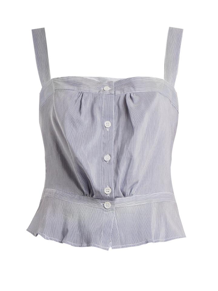 Thierry Colson Rossa Striped Cotton And Silk-blend Top