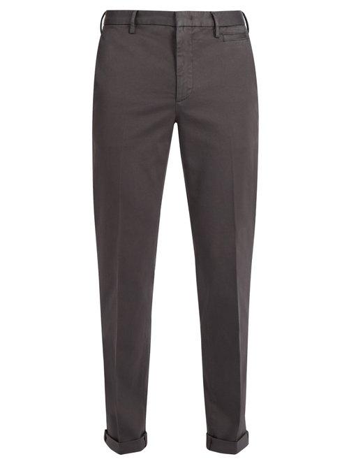 Matchesfashion.com Prada - Slim Fit Cotton Blend Chino Trousers - Mens - Dark Grey