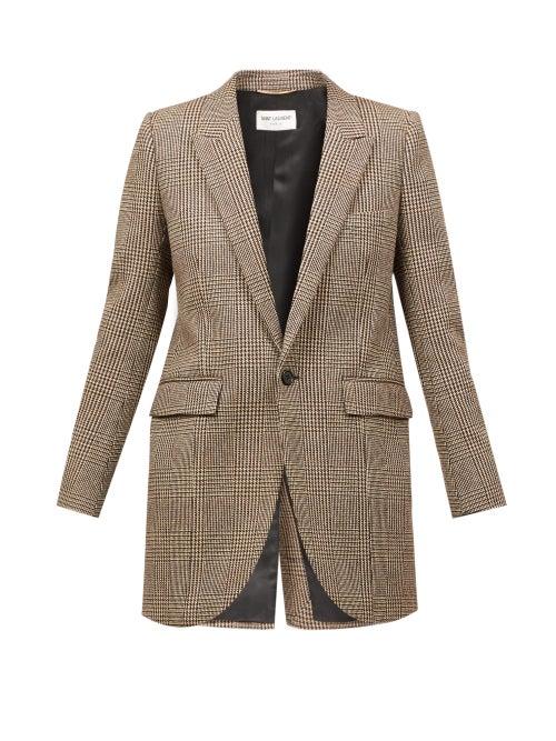 Matchesfashion.com Saint Laurent - Prince-of-wales Checked Twill Blazer - Womens - Beige Multi