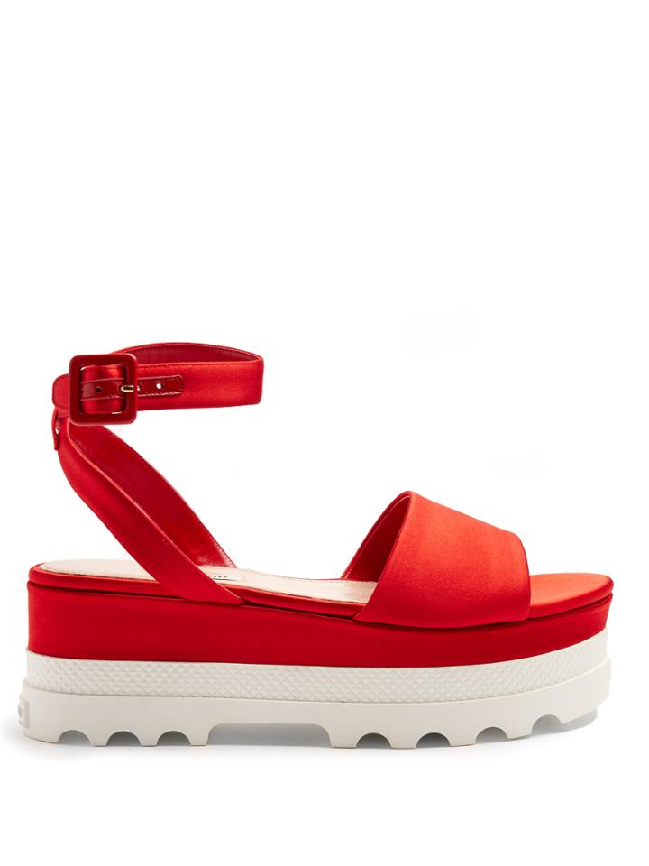 Miu Miu Bi-colour Satin Flatform Sandals