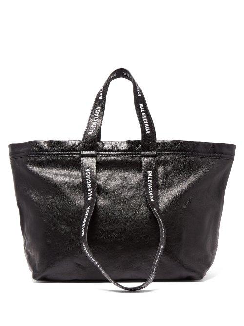 Matchesfashion.com Balenciaga - Carry Shopper S Leather Bag - Mens - Black White