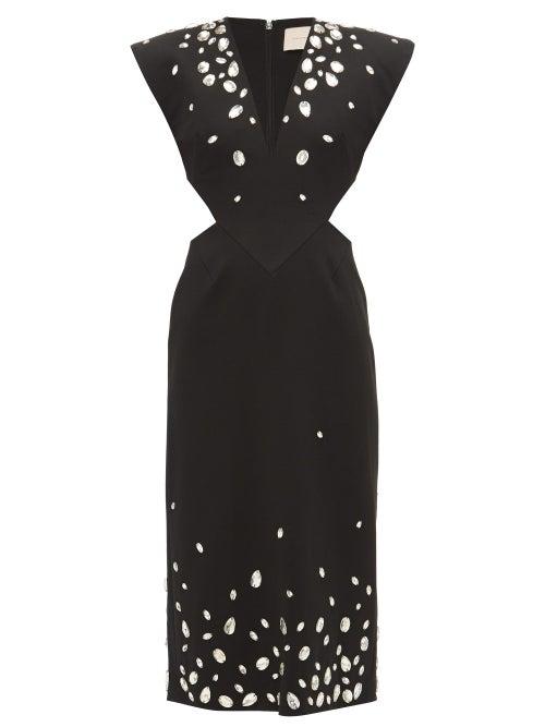 Matchesfashion.com Christopher Kane - Crystal Embellished Cut Out Crpe Dress - Womens - Black