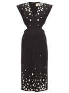 Matchesfashion.com Christopher Kane - Crystal Embellished Cut Out Crpe Dress - Womens - Black