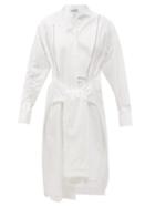 Matchesfashion.com Loewe - Cutout Tie-front Cotton-voile Shirt Dress - Womens - White