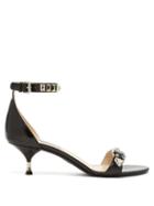 Matchesfashion.com Prada - Studded Leather Kitten Heel Sandals - Womens - Black