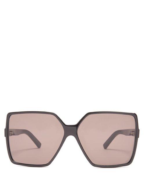Matchesfashion.com Saint Laurent - Betty Squared Frame Sunglasses - Womens - Black