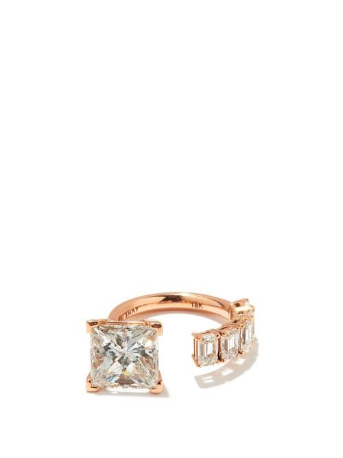 Matchesfashion.com Shay - Floating Princess Diamond & 18kt Rose-gold Ring - Womens - Rose Gold