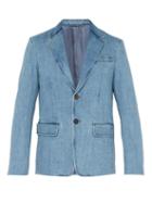 Matchesfashion.com Prada - Single Breasted Denim Blazer - Mens - Light Blue