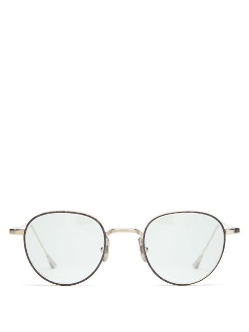 Matchesfashion.com Lunetterie Generale - Caf Racer Round Titanium Sunglasses - Mens - Silver