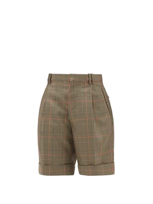 Matchesfashion.com Maison Margiela - High-rise Checked Twill Shorts - Womens - Green Multi