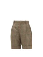 Matchesfashion.com Maison Margiela - High-rise Checked Twill Shorts - Womens - Green Multi