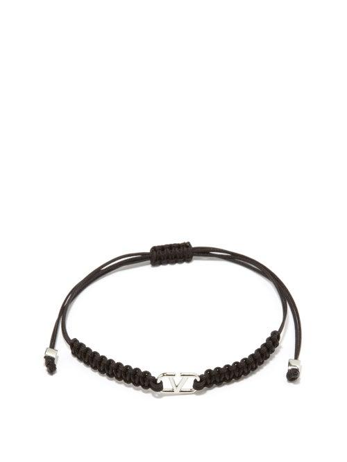 Matchesfashion.com Valentino Garavani - V-logo Cord-macram Bracelet - Mens - Black
