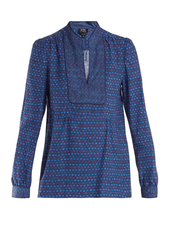 A.p.c. Ava Printed Cotton-blend Blouse