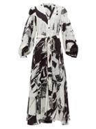 Matchesfashion.com Loewe - Aubrey Beardsley Print Crepe Shirtdress - Womens - Black White