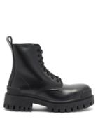 Matchesfashion.com Balenciaga - Strike Leather Lace-up Boots - Womens - Black