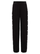 Matchesfashion.com Balmain - Buttoned Crepe Wide Leg Trousers - Womens - Black