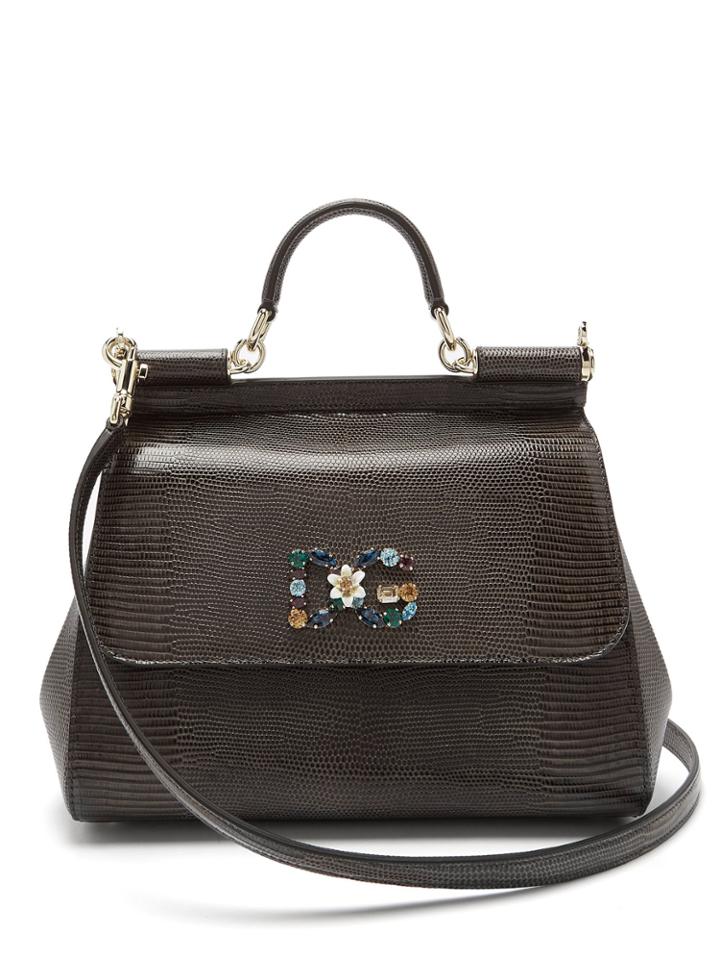 Dolce & Gabbana Sicily Medium Iguana-effect Leather Bag