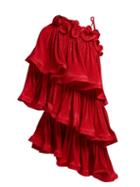 Matchesfashion.com Romance Was Born - Bloom Asymmetric Tiered Pliss Mini Dress - Womens - Dark Red